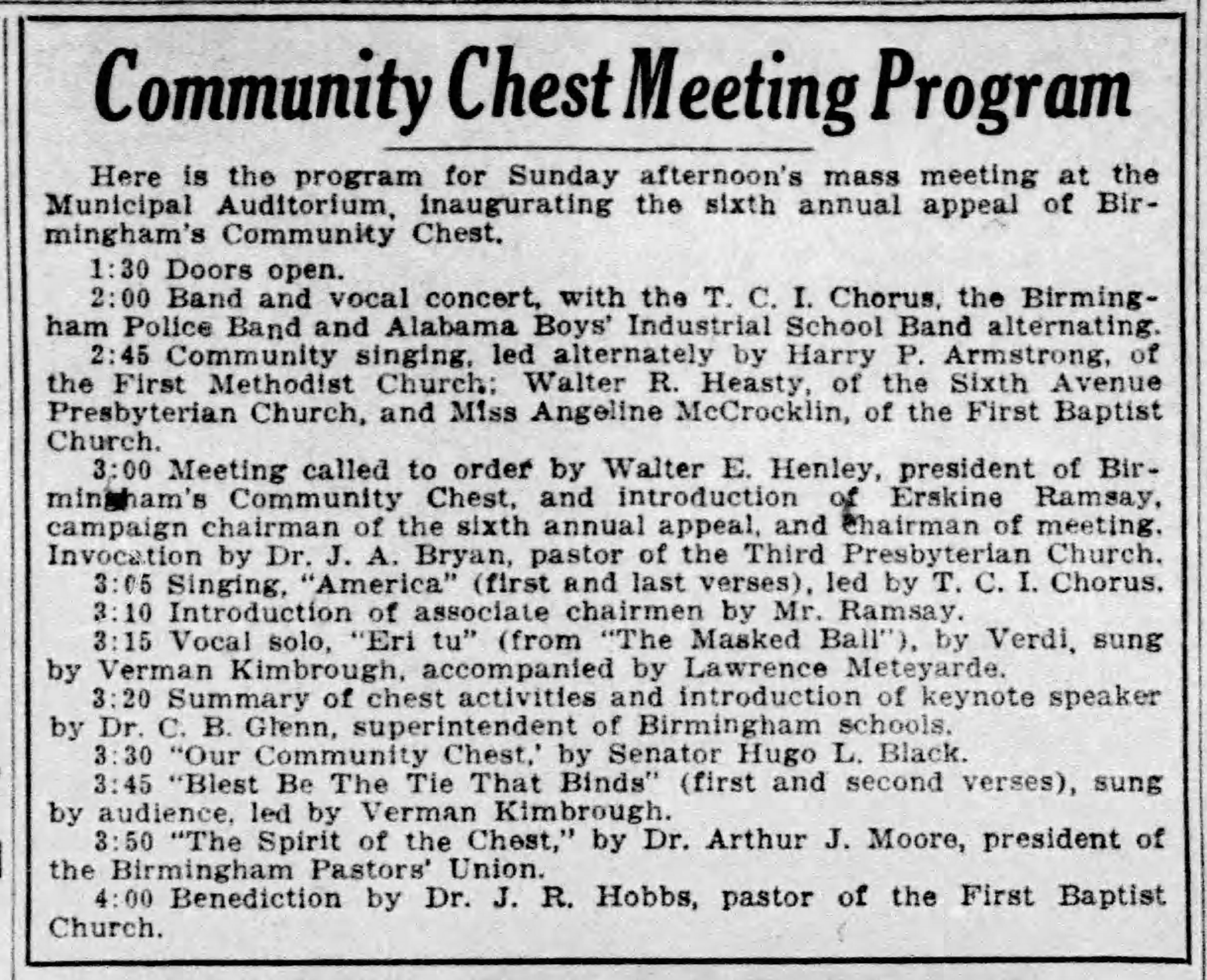 Community Chest Meeting Program